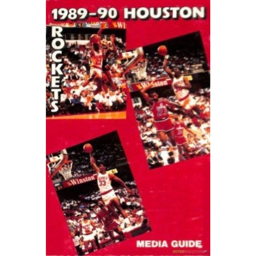 Houston Rockets 1989-90 Media Guide Vintage NBA Cover On 12x8in Metal Sign